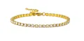Élégant bracelet tennis en acier inoxydable doré avec zircons cubiques brillants - Couleur Or Largeur 3mm (17.5+5CM)