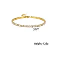 Gold-toned stainless steel tennis bracelet with 3mm sparkling cubic zirconia stones. - Gold Color Width 3mm (22+5CM)