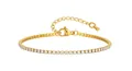 Elegant gold plated stainless steel tennis bracelet with sparkling cubic zirconia - Gold Color Width 2mm (17.5+5CM)