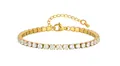 Elegant gold tennis bracelet with brilliant white cubic zirconia and extender - Gold Color Width 4mm (17.5+5CM)