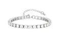 Silver finish stainless steel tennis bracelet with brilliant round-cut white zircons - Steel Color Width 5mm (17.5+5CM)