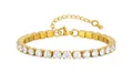 Elegant gold plated stainless steel tennis bracelet featuring clear sparkling cubic zirconia - Gold Color Width 5mm (17.5+5CM)