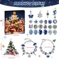 Blue Christmas advent calendar DIY jewelry gift set with 24 charms and bracelets - Black Gold Edition Blue Christmas Style (M-08)