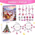 24-day Christmas Advent Calendar DIY jewelry set with festive charms and bracelets. - Blue Christmas Advent Calendar Set (M-43)