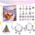 Christmas advent calendar with 24 days DIY jewelry charms and bracelets gift set - Pink and Purple Advent Calendar Jewelry Set (M-41)
