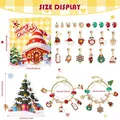 Christmas Advent Calendar DIY Jewelry Set with 24-Day Countdown Charms and Bracelets - Yellow Plaid Christmas Calendar Set (M-39)