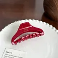 Elegant large burgundy acetate hair claw clip for women's sophisticated styling. - 9.1cm / Red