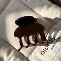 Large tortoise shell acetate hair claw clip in dark amber finish - 4.7cm / Dark Coffee