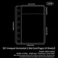 A7 Transparent Binder Refill Card Sleeves with 2 Unequal Pockets, 10 Sheets Pack for Storage - A7 Uneven Horizontal 2-Pocket Pages (10 Sheets) 152#