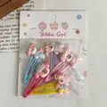 Süße Cartoon Haarspangen in Bonbonfarben für Mädchen und Baby Haarschmuck Set - Rosa Hund (10) / 5er Pack