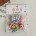 Süßes bonbonfarbenes Cartoon-Haarspangen-Set mit niedlichen Motiven für Mädchen - Erdbeer-Pilz (6) / 5er Pack