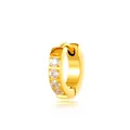 Vergulde roestvrijstalen huggie-oorbel met zirkonia voor kraakbeenpiercings, chique stijl - Enkele Rij Ingelegde Stijl (2661-1) / 7mm Binnendiameter / Goud