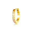 Minimalistische gouden roestvrijstalen oorring met glanzende witte zirkonia's - Enkele Rij Ingelegde Stijl (2661-3) / 12mm Binnendiameter / Goud