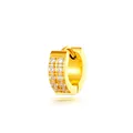 Elegante pendiente de aro en acero dorado con doble fila de circonitas brillantes - Estilo con Incrustaciones de Dos Filas (2661-5) / Diámetro Interior 7mm / Dorado