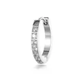 Elegante pendiente de aro de acero inoxidable con circonitas brillantes en plata - Estilo con Incrustaciones de Una Fila (2661-4) / 14mm Diámetro Interior / Plateado