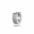 Pendiente de aro huggie de acero inoxidable plateado con doble fila de circonitas - Estilo con Incrustaciones de Dos Filas (2661-5) / Diámetro Interior 7mm / Plateado