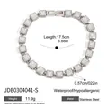 Stainless steel tennis bracelet with square zirconia, silver finish hypoallergenic - Silver Square Zirconia Tennis Chain Style (JDB0304041-S)