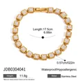 Elegant gold plated stainless steel square zirconia tennis bracelet, length 17.5cm - Gold Square Zirconia Tennis Chain Style (JDB0304041)