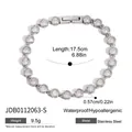 Elegant silver stainless steel tennis bracelet with sparkling round clear stones - Silver Round Zirconia Tennis Chain Style (JDB0112063-S)