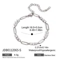 Silver stainless steel tennis chain bracelet with CZ stones and adjustable length - Silver Splicing Paperclip Chain Style (JDB0112065-S)
