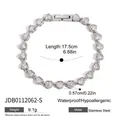 Stainless steel heart-shaped tennis bracelet with clear cz stones for women - Silver Heart Shape Zirconia Tennis Chain Style (JDB0112062-S)