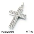 Poliertes Edelstahl Hip-Hop Kreuzanhänger mit geflochtener Textur, 35x25mm, 9g - Anhänger Ohne Kette (KN302494-GC) / 1 Stück / Stahlfarben