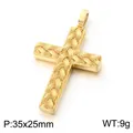 Aufwendiger goldgeflochtener Kreuzanhänger aus Edelstahl für Herren im Hip-Hop-Stil. - Anhänger Ohne Kette (KN302494-GC) / 1 Stück / Gold