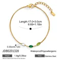Bracciale in acciaio inossidabile dorato con tre pietre marquise colorate e chiusura - Stile Bracciale con Strass a Tre Colori Marquise (JDB0201328)