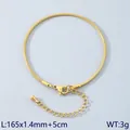 18K gold plated stainless steel round snake chain bracelet with adjustable extender - Round Snake Chain Bracelet (KB147326-Z) / 165x1.4mm / Gold