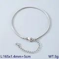 Minimalist silver stainless steel snake chain bracelet with lobster clasp and extender - Round Snake Chain Bracelet (KB147325-Z) / 165x1.4mm / Steel