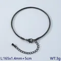Black stainless steel round snake chain bracelet with adjustable extender, 1.4mm width - Round Snake Chain Bracelet (KB147324-Z) / 165x1.4mm / Black