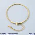 Elegant 18K gold plated stainless steel snake chain bracelet with adjustable extension - Round Snake Chain Bracelet (KB147327-Z) / 165x1.5mm / Gold