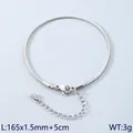 Minimalist silver stainless steel snake chain bracelet with adjustable extender, 165mm - Round Snake Chain Bracelet (KB147329-Z)