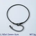 Black stainless steel round snake chain bracelet with 1.5mm width and extension chain - Round Snake Chain Bracelet (KB147328-Z)