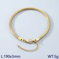 High-quality 18K gold plated stainless steel snake chain bracelet, 190x3mm size - Round Snake Chain Bracelet (KB147921-Z)