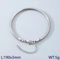 Minimalist silver stainless steel round snake chain bracelet with extension chain, 190x3mm size - Round Snake Chain Bracelet (KB147922-Z)