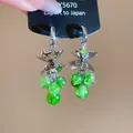 Elegant silver flower tassel earrings featuring vibrant green crystal beads for women - Crystal Grape Tassel Style (20#) / Silver