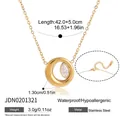 Waterproof hypoallergenic 18K gold plated stainless steel necklace with marquise crystal - Round Hoop Marquise Zirconia Pendant Necklace (JDN0201321) / Gold