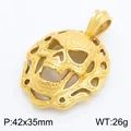 Detailed view of punk style gold stainless steel skull mask pendant for men - Pendant Only (No Chain) / Gold