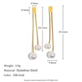 Mesures détaillées pour boucles d'oreilles pompon en perle acier plaqué or 18 carats - Style Perle à Long Gland / Or (E8238)