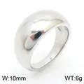 Silver chunky dome ring in polished stainless steel, 10mm width and 6g weight variant. - Size 6 / Dome Ring (KR1088037-K) / 10mm Width / Steel