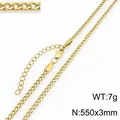 Collar clásico de cadena de eslabones NK chapado en oro para hombre y mujer, 3 mm - Cadena NK Figaro (KN303338-ZJZL) / 3mm de ancho / Dorado