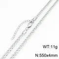 Variante de collar de cadena barbada plateada, 550 mm de largo y 4 mm de ancho, 11 g - Cadena NK Figaro (KN303341-ZJZL)