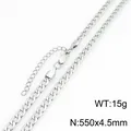 Collar de cadena de eslabones tipo curb unisex en color plata para estilo hip-hop. - Cadena NK Figaro (KN303343-ZJZL)
