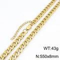 Collar de cadena de eslabones de oro de 8 mm, 550 mm de longitud con cierre de langosta - Cadena NK Figaro (KN303350-ZJZL)