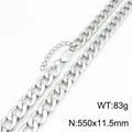 Pesada cadena de eslabones hip hop plateada para hombre y mujer, 11,5 mm de ancho - Cadena NK Figaro (KN303357-ZJZL)