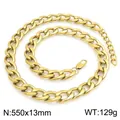 Collar de cadena de eslabones hip hop dorado de 13 mm para hombre y mujer estilo urbano - Cadena NK Figaro (KN303358-ZJZL)
