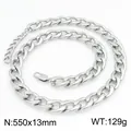 Collar de cadena NK gruesa plateada, 13 mm ancho, variante de 129 g - Cadena NK Figaro (KN303359-ZJZL)
