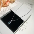 Elegante collana con ciondolo a goccia in acquamarina in una scatola regalo bianca - Collana a Goccia d'Acqua (HE34041HN12436HN12486) / Con Scatola per Gioielli / Blu scuro