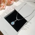 Dettaglio della collana a coda di pesce con acquamarina in scatola regalo - Collana a Coda di Pesce (HE34041HN12436HN12486) / Con Scatola per Gioielli / Blu